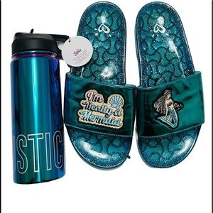 JUSTICE Water Bottle & Mermaid Slides Set